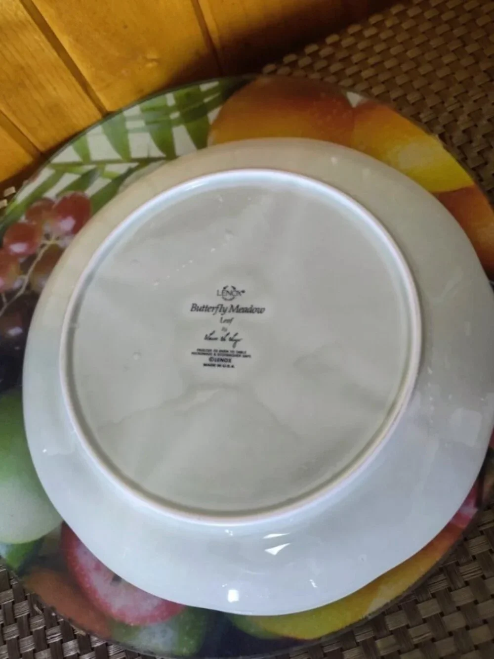 Lenox Butterfly Meadow Leaf Embossed Footed Cup Saucer & Plate Set of 3